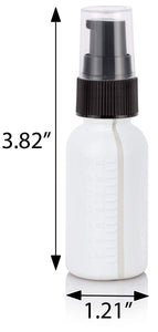 White HDPE Plastic Boston Round Bottle with Black Treatment Pump - 1 oz / 30 ml