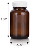 Amber Glass Packer Bottle with White Ribbed Lid - 4 oz / 120 ml