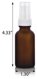 Frosted Amber Glass Boston Round Treatment Pump Bottle with White Top - 1 oz / 30 ml