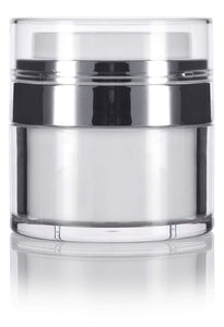 Refillable Airless Jar in White and Silver - .5 oz / 15 ml