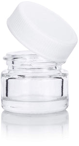 Glass Balm Jar in Clear with White Ribbed Foam Lined Lid - .17 oz / 5 ml