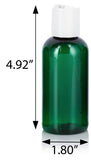 Green Plastic Boston Round Bottle with White Disc Cap - 4 oz / 120 ml