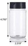 Clear Plastic Spice Bottle with Black Sifter - 8 oz / 240 ml