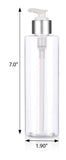 Clear Plastic Professional Cylinder Bottle with Silver Lotion Pump - 8 oz / 250 ml