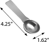 Silver Hinged Flip Top Metal Tea Tin and Stainless Steel Metal Scoop Spoon