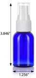 Cobalt Blue Plastic Boston Round Treatment Pump Bottle with White Top - 1 oz / 30 ml