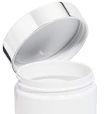 Plastic Jar in White with Silver Metal Overshell Lid - 4 oz / 120 ml