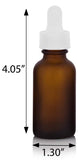 Frosted Amber Glass Boston Round Dropper Bottle with White Top - 1 oz / 30 ml