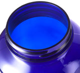Cobalt Blue Plastic Wide Mouth Packer Bottle with Black Ribbed Lid - 8 oz / 250 ml