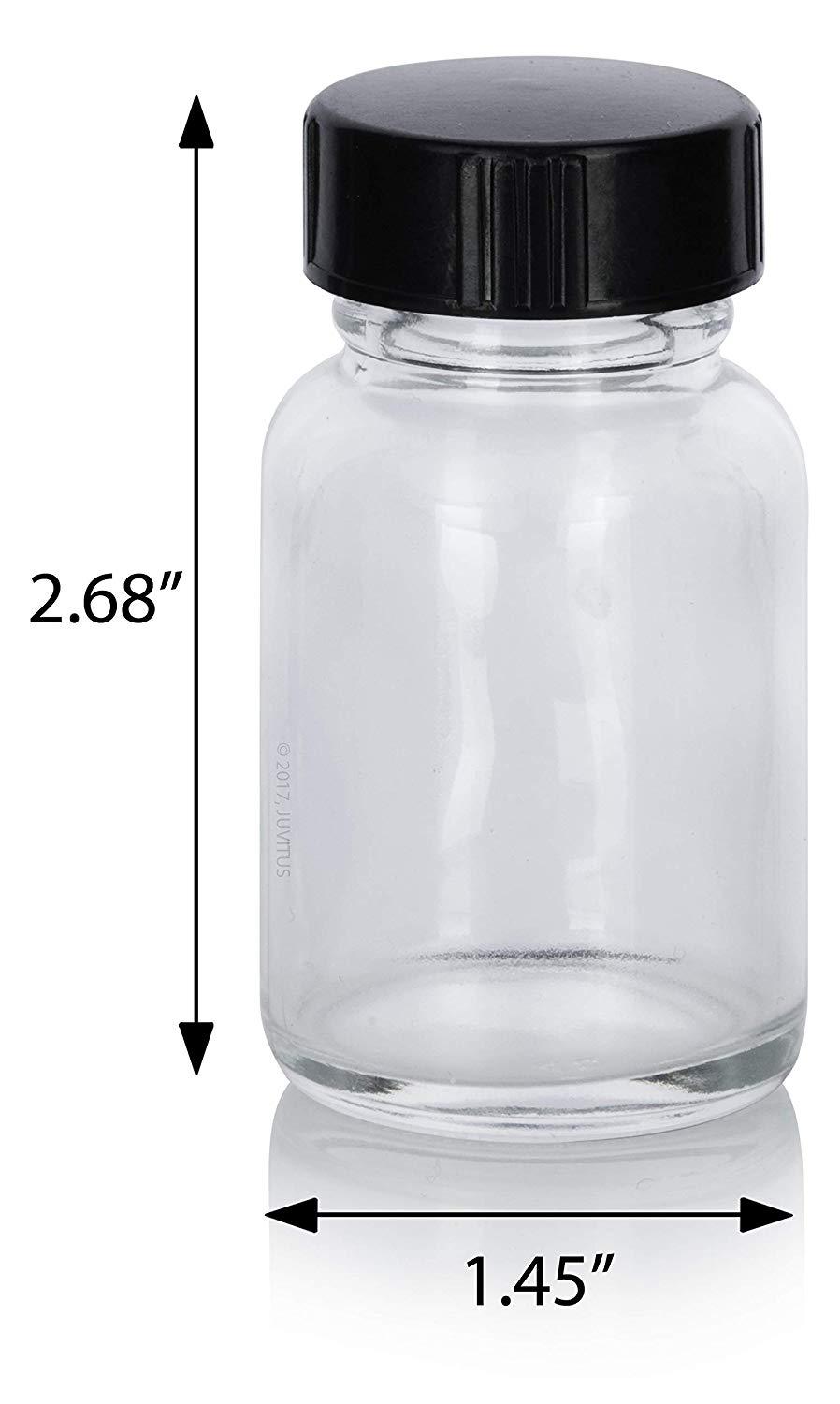 1 Oz outlet Frosted Cylinder Glass Bottle with Black Poly Cone Cap (pack of 120)