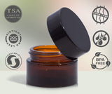 Glass Heavy Base Balm Jar in Amber with Black Foam Lined Lid - .5 oz / 15 ml