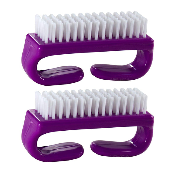 Nail Brush with Durable Plastic Handle 2 pack (Purple)