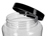 Plastic Tapered Jar in Clear with Black Foam Lined Lid - 32 oz / 950 ml