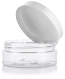 Plastic Extra Low Profile Jar in Clear with White Foam Lined Lid - 4 oz / 120 ml