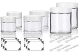 6 piece Clear Glass Straight Sided Jar Multi Size Set : Includes 2-1 oz, 2-2 oz, and 2-4 oz Clear Glass Jars with White Lids + Spatulas and Labels for Aromatherapy, Essential Oils, Travel and Home