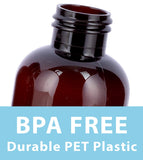 Amber Plastic PET Boston Round Bottle (BPA Free) with White Trigger Spray (12 Pack)