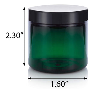 Plastic Jar in Green with Black Foam Lined Lid - 4 oz / 120 ml