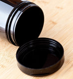 Black Plastic Low Profile Jar with Black Flip Top Cap - 8 oz / 240 ml