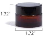 Glass Heavy Base Balm Jar in Amber with Black Foam Lined Lid - .5 oz / 15 ml