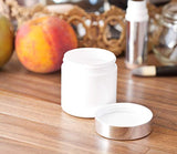 Plastic Jar in White with Silver Metal Overshell Lid - 4 oz / 120 ml