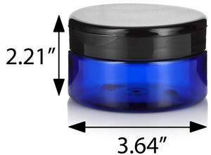 Plastic Low Profile Jar in Cobalt Blue with Black Flip Top Cap - 8 oz / 240 ml