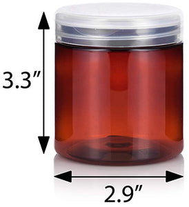 Plastic Jar in Amber with Natural Clear Flip Top Cap - 8 oz / 240 ml