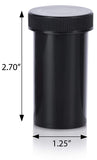 Plastic Push and Turn Child Resistant Containers in Black - 1.5 oz / 2 gram