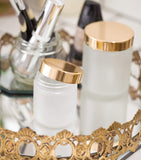 Glass Jar in Frosted Clear with Gold Metal Overshell Lid - 4 oz / 120 ml
