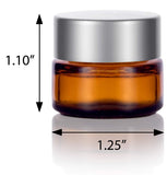 Glass Balm Jar in Amber with Silver Metal Foam Lined Lid - .17 oz / 5 ml