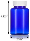 Cobalt Blue Plastic Wide Mouth Packer Bottle with Child Resistant White Push and Turn Lid - 8 oz / 250 ml