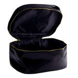 Large Black Patent Vegan Leather Cosmetic Makeup Toiletry Organizer Bag for Travel & Storage