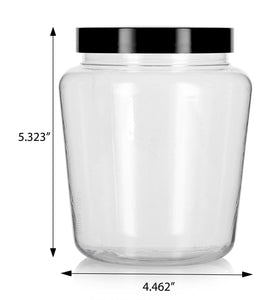 Plastic Tapered Jar in Clear with Black Foam Lined Lid - 32 oz / 950 ml