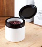 Plastic Jar in White with Black Flip Top Cap - 16 oz / 480 ml