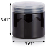Plastic Jar in Black with Natural Clear Flip Top Cap - 16 oz / 480 ml
