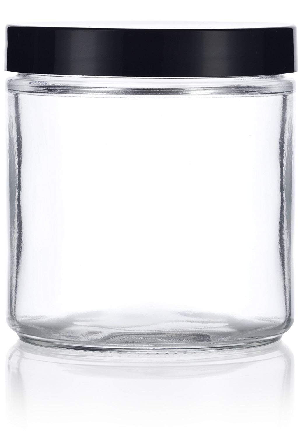 16 oz Straight-Sided Glass Jars - White Plastic Lid - 12/case