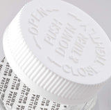 Amber Plastic Wide Mouth Packer Bottle with Child Resistant White Push and Turn Lid - 5 oz / 150 ml