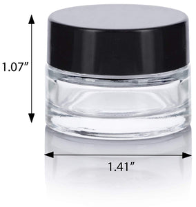 Glass Balm Jar in Clear with Black Foam Lined Lid - .25 oz / 7 ml