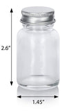 Clear Glass Wide Mouth Screw Bottle with Silver Metal Cap - 1 oz / 30 ml