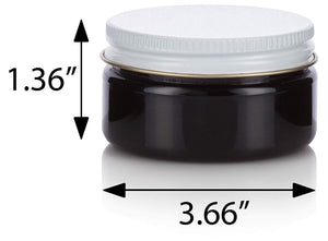 Plastic Low Profile Jar in Black with White Metal Plastisol Lid - 2 oz / 60 ml