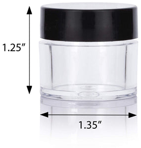 Plastic Acrylic Balm Jar in Clear with Black Foam Lined Lid - .25 oz / 7 ml
