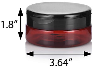 Plastic Extra Low Profile Jar in Amber with Black Flip Top Cap - 4 oz / 120 ml