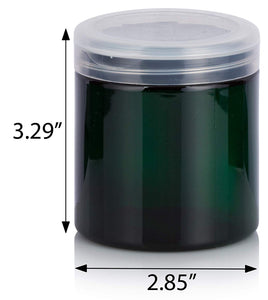 Green Plastic Jar with Natural Clear Flip Top - 8 oz / 250 ml