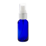Cobalt Blue Glass Boston Round Treatment Pump Bottle with White Top - 1 oz / 30 ml
