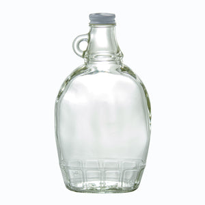 12 oz Clear Glass Sauce & Syrup Bottle with White Metal Plastisol