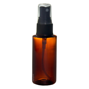 Amber Plastic Cylinder Bottle with Black Fine Mist Spray - 1.7 oz / 50 ml