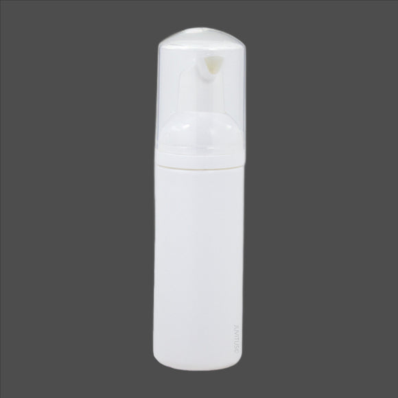 White Plastic Foaming Bottle with White Foam Pump Dispenser - 1.7 oz / 50 ml Travel Bag