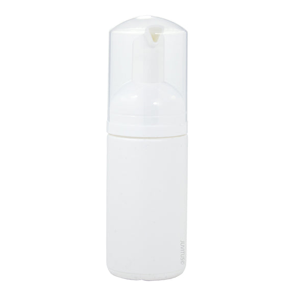White Plastic Foaming Bottle with White Foam Pump Dispenser - 3.4 oz / 100 ml Travel Bag