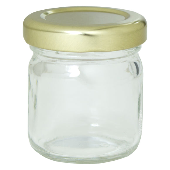 JUVITUS 4 oz Clear Glass Jar with Wood Bamboo Silicone Sealed Lid (4 Pack)