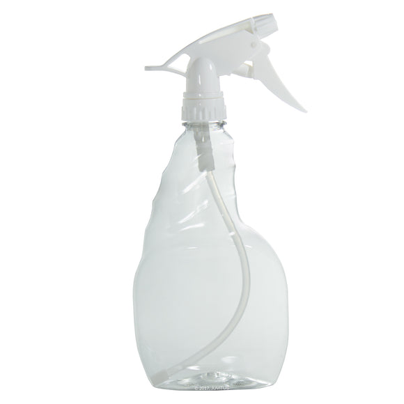 Clear Plastic Industry Trigger Spray Bottle with White Sprayer - 16 oz / 500 ml