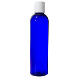 Cobalt Blue Plastic Slim Cosmo Bottle with White Disc Cap - 8 oz / 250 ml